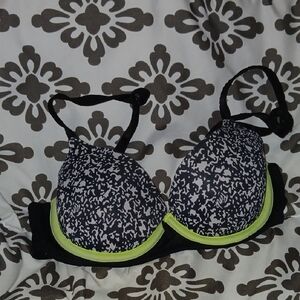 PINK Victoria's Secret Black and Green Bra